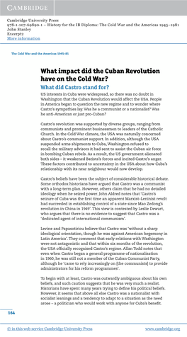 What Impact Did the Cuban Revolution Have on the Cold War?