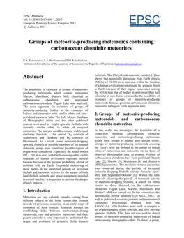 Groups of Meteorite-Producing Meteoroids Containing Carbonaceous Chondrite Meteorites