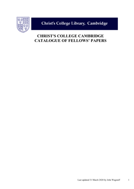 CHRIST's COLLEGE CAMBRIDGE Christs.Cam.Ac.Uk