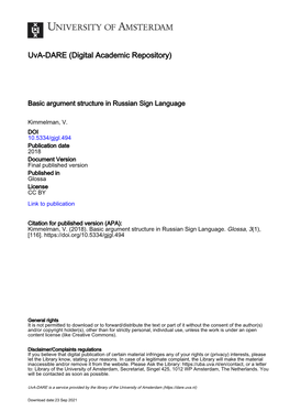 Basic Argument Structure in Russian Sign Language