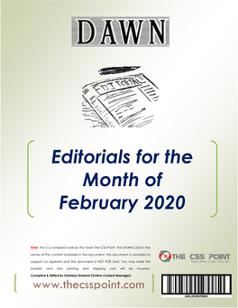 Editorials for the Month of February 2020
