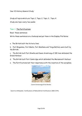 Year 10 History General Study Study All Topics Which Are Topic 1, Topic 2
