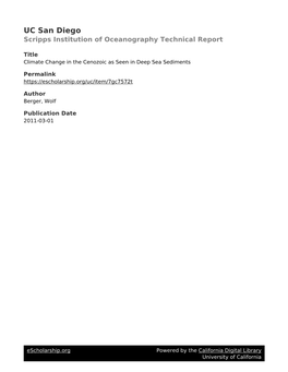 Climate Change in the Cenozoic As Seen in Deep Sea Sediments