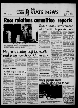 Negro Athletes Call Boycott; Demands of University