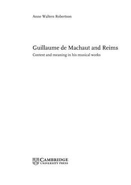 Guillaume De Machaut and Reims