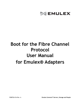 Boot for the Fibre Channel Protocol User Manual for Emulex® Adapters