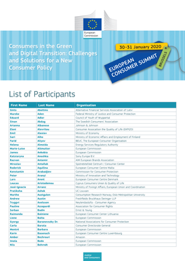 List of Participants