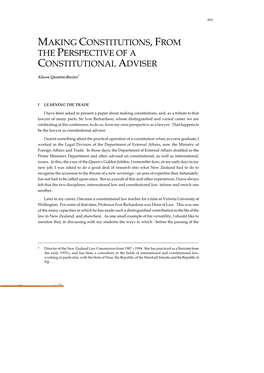 Making Constitutions, from the Perspective of a Constitutional Adviser