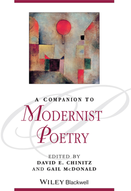 A Companion to Modernist Poetry Blackwell Companions to Literature and Culture