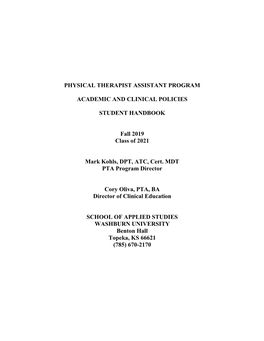 Physical Therapist Assistant Program