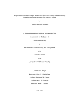 Biogeochemical Sulfur Cycling in the Bar-Built Pescadero Estuary: Interdisciplinary Investigations Into Near-Annual Fish Mortality Events