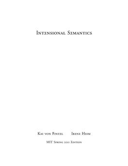 Intensional Semantics in  Easy Steps  . Comments and Complications  . Supplemental Readings 