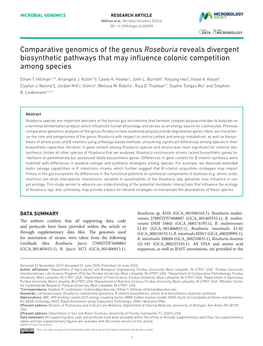 Comparative Genomics of the Genus Roseburia Reveals Divergent Biosynthetic Pathways That May Influence Colonic Competition Among Species