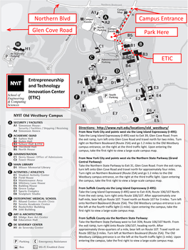 Northern Blvd Glen Cove Road Park Here Campus Entrance ETIC