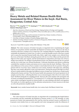 Heavy Metals and Related Human Health Risk Assessment for River Waters in the Issyk−Kul Basin, Kyrgyzstan, Central Asia