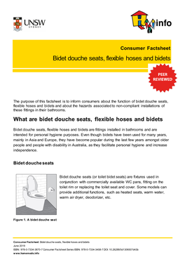 Consumer Factsheet: Bidet Douche Seats, Flexible Hoses and Bidets