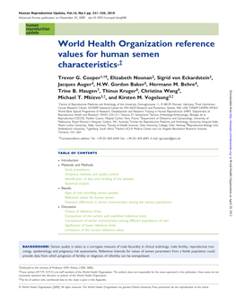 World Health Organization Reference Values for Human Semen ‡ Characteristics*