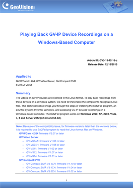 Playing Back GV-IP Device Recordings on a Windows-Based Computer