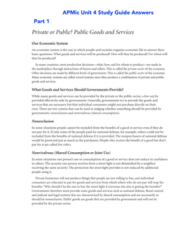 Private Or Public? Public Goods and Services