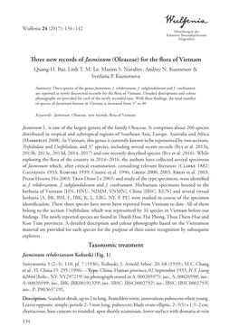 Three New Records of Jasminum (Oleaceae) for the Flora of Vietnam