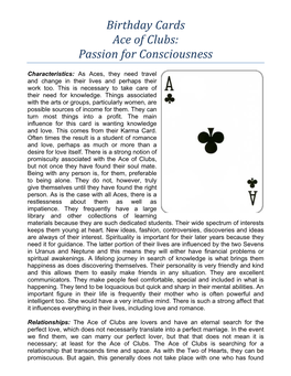 Birthday Cards Ace of Clubs: Passion for Consciousness