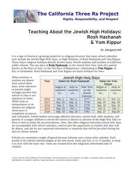 Teaching About the Jewish High Holidays: Rosh Hashanah & Yom Kippur