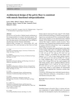 Architectural Design of the Pelvic Floor Is Consistent with Muscle Functional Subspecialization