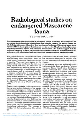 Radiological Studies on Endangered Mascarene Fauna J