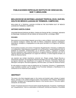 Publicaciones Especiales Instituto De Ciencias Del Mar Y Limnología