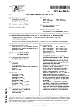 Use of Serine Protease Inhibitors in the Treatment