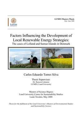 Factors Influencing the Development of Local Renewable Energy Strategies: the Cases of Lolland and Samsø Islands in Denmark