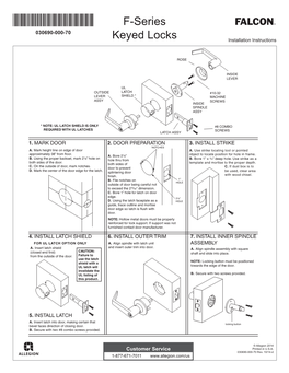 Falcon F-Series Keyed Locks Installation Instructions