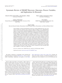 Systematic Review of SMART Recovery: Outcomes, Process Variables, and Implications for Research