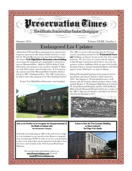 Vol 32 No 1, Preservation Times, Summer 2014