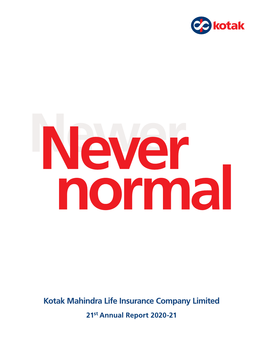 Kotak Mahindra Life Insurance Company Limited 21St Annual Report 2020-21