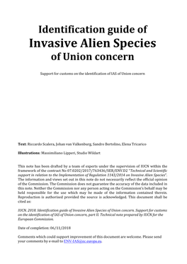 Identification Guide of Invasive Alien Species of Union Concern