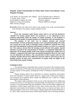 Vitamin C Content of Citrus from Conventional and Organic Farming