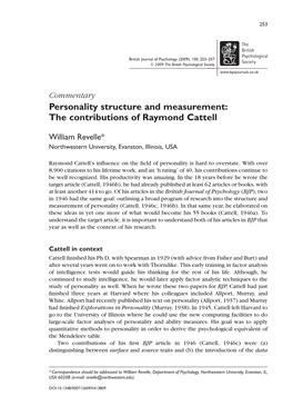 The Contributions of Raymond Cattell