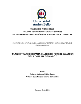 Plan Estratégico Para Clubes De Fútbol Amateur De La Comuna De Maipú.”