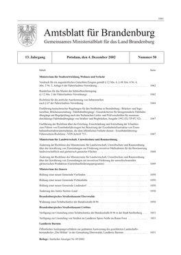 Amtsblatt Für Brandenburg Gemeinsames Ministerialblatt Für Das Land Brandenburg