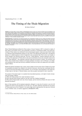 The Timing of the Thule Migration