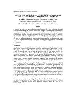 Pollinium Development in Spiranthes Sinensis (Pers.) Ames