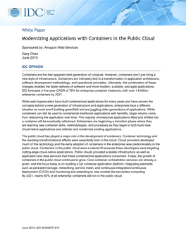 Modernizing Applications with Containers in the Public Cloud