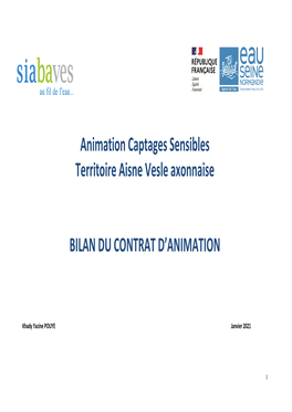 Animation Captages Sensibles Territoire Aisne Vesle Axonnaise BILAN DU CONTRAT D'animation