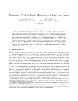 Constructing Verifiable Random Functions with Large Input Spaces