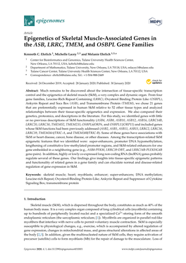 Epigenetics of Skeletal Muscle-Associated Genes in the ASB, LRRC, TMEM, and OSBPL Gene Families