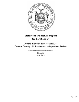 Statement and Return Report for Certification General Election 2018