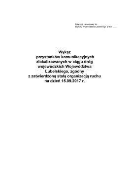 Wykaz Przystanków Komunikacyjnych Zlokalizowanych W Ciągu Dróg