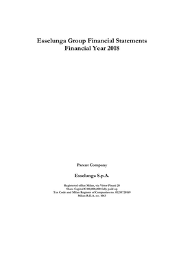 Esselunga Group Financial Statements Financial Year 2018