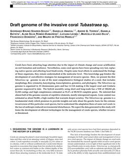 Draft Genome of the Invasive Coral Tubastraea Sp